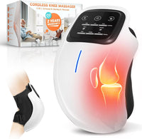 Cordless Knee Massager with LED Screen, Infrared Heat and Vibration Knee Pain Relief for Swelling Stiff Joints, Stretched Ligament and Muscles Injuries, Portable Knee Massage for Family and Friends