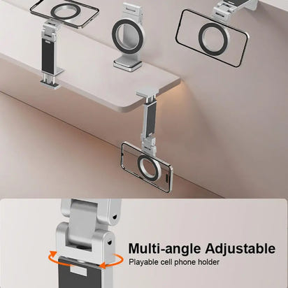 Foldable Magnetic Phone Holder Essentials Flexible Rotation Magsafe Airplane Travel Mount for Iphone 16-12 Smartphone